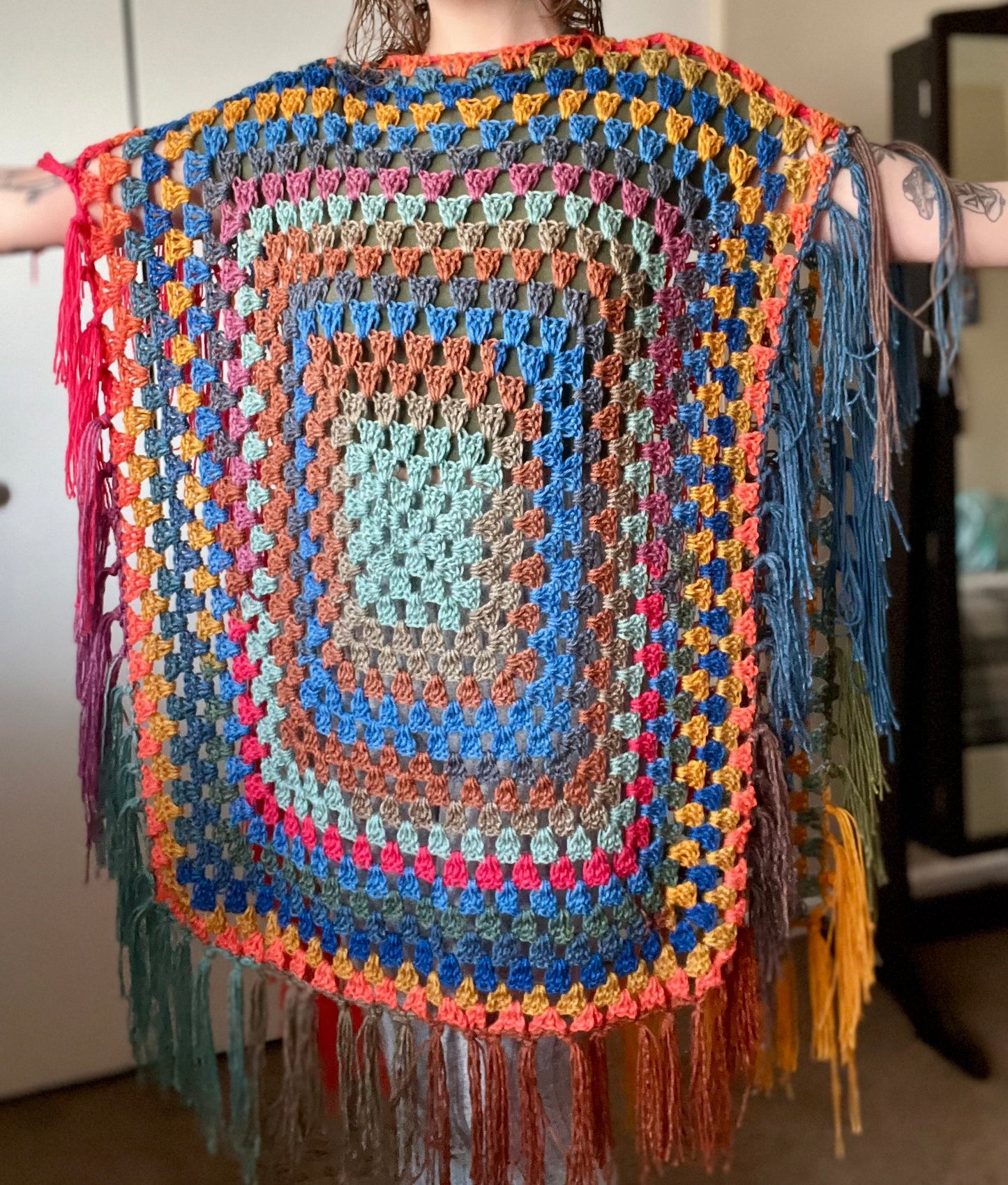 The Mikara Crochet Poncho Rainbow XS-L