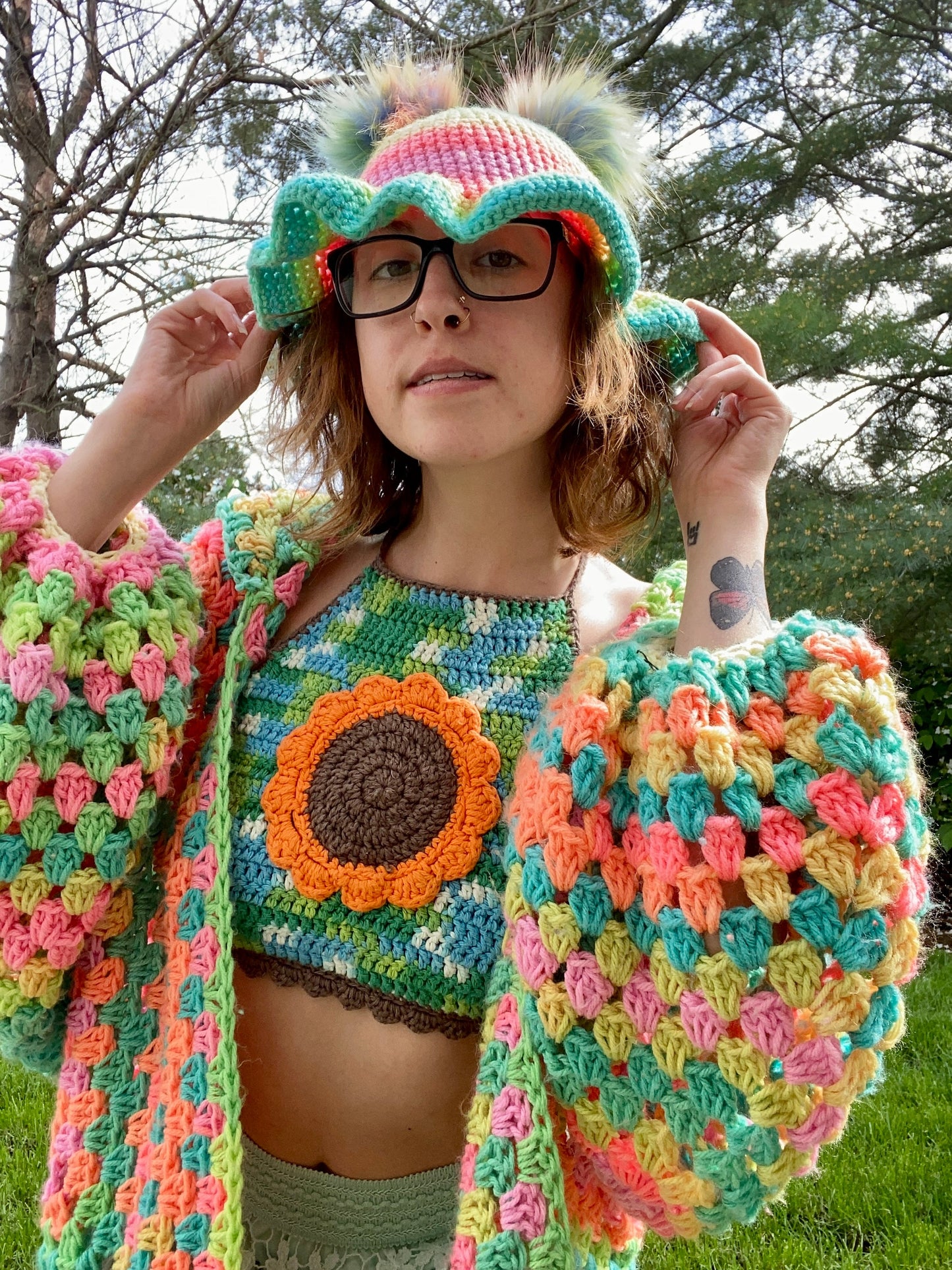 Retro Stripe Cardi and Aikido Cap Set