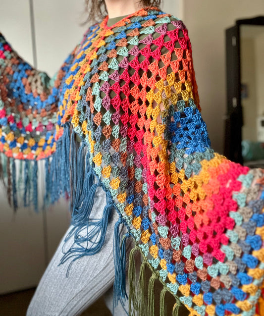 The Mikara Crochet Poncho Rainbow XS-L