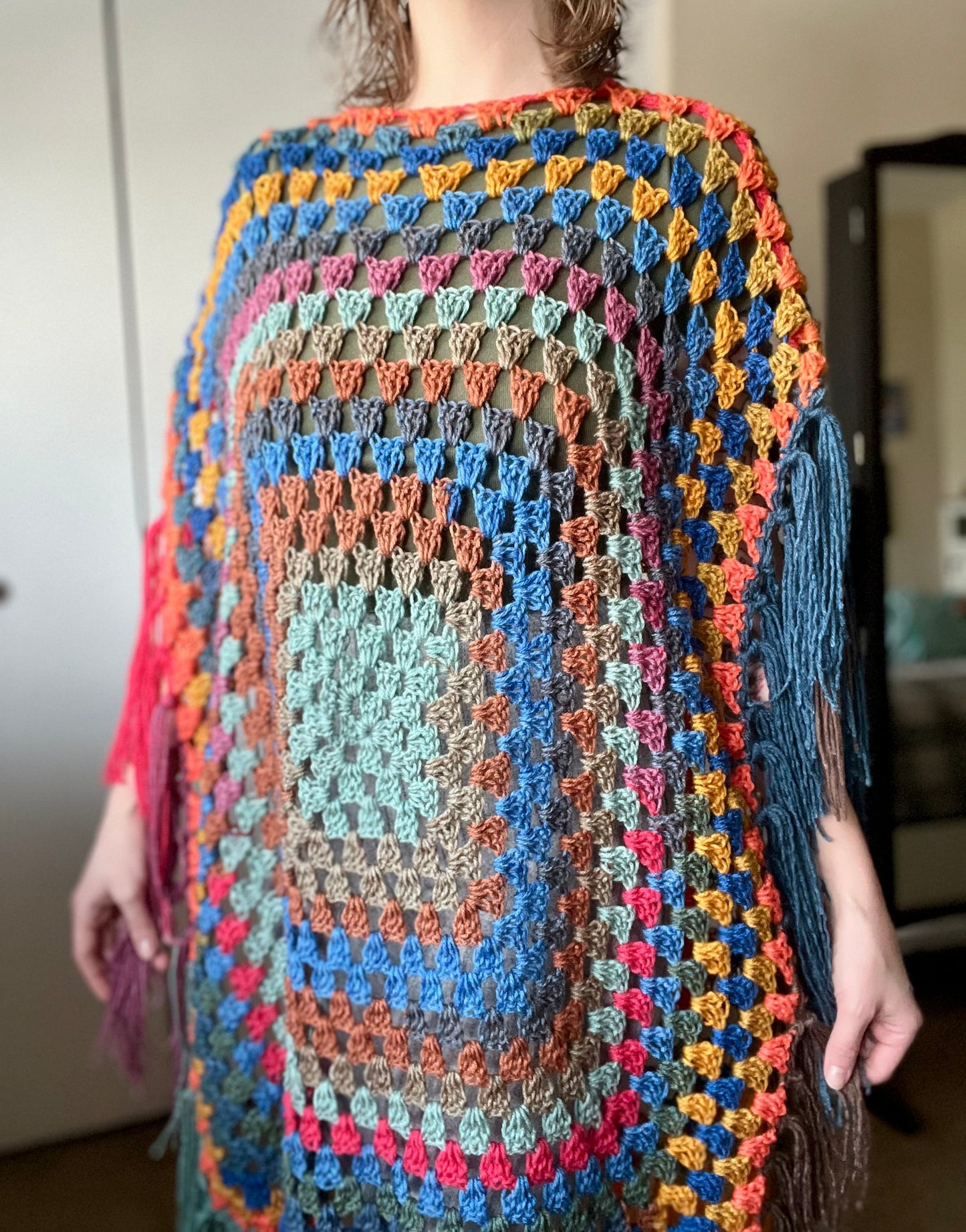 The Mikara Crochet Poncho Rainbow XS-L