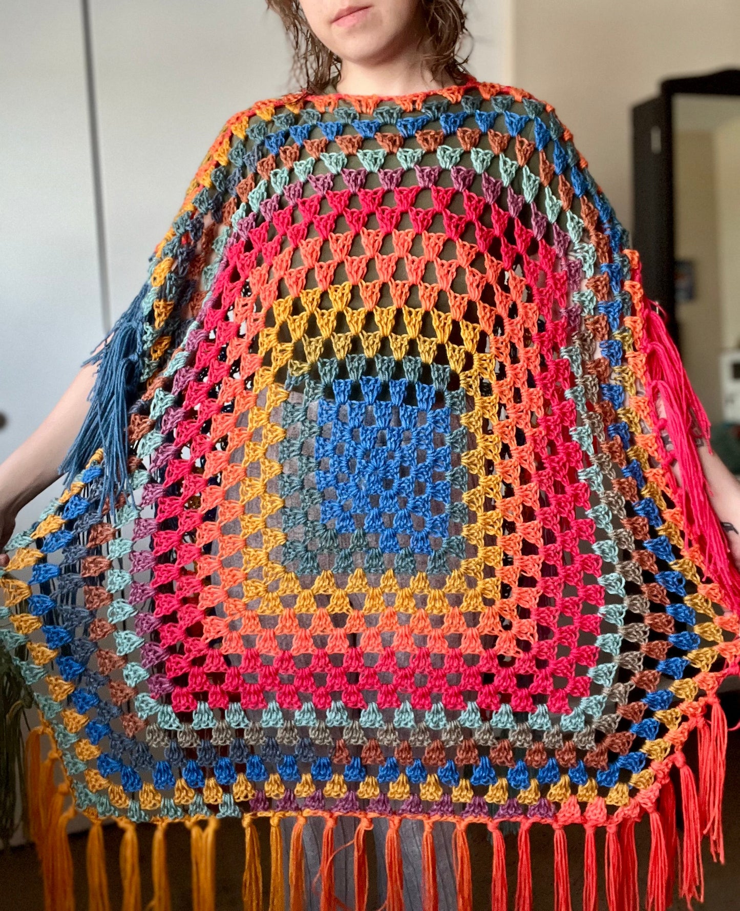 The Mikara Crochet Poncho Rainbow XS-L