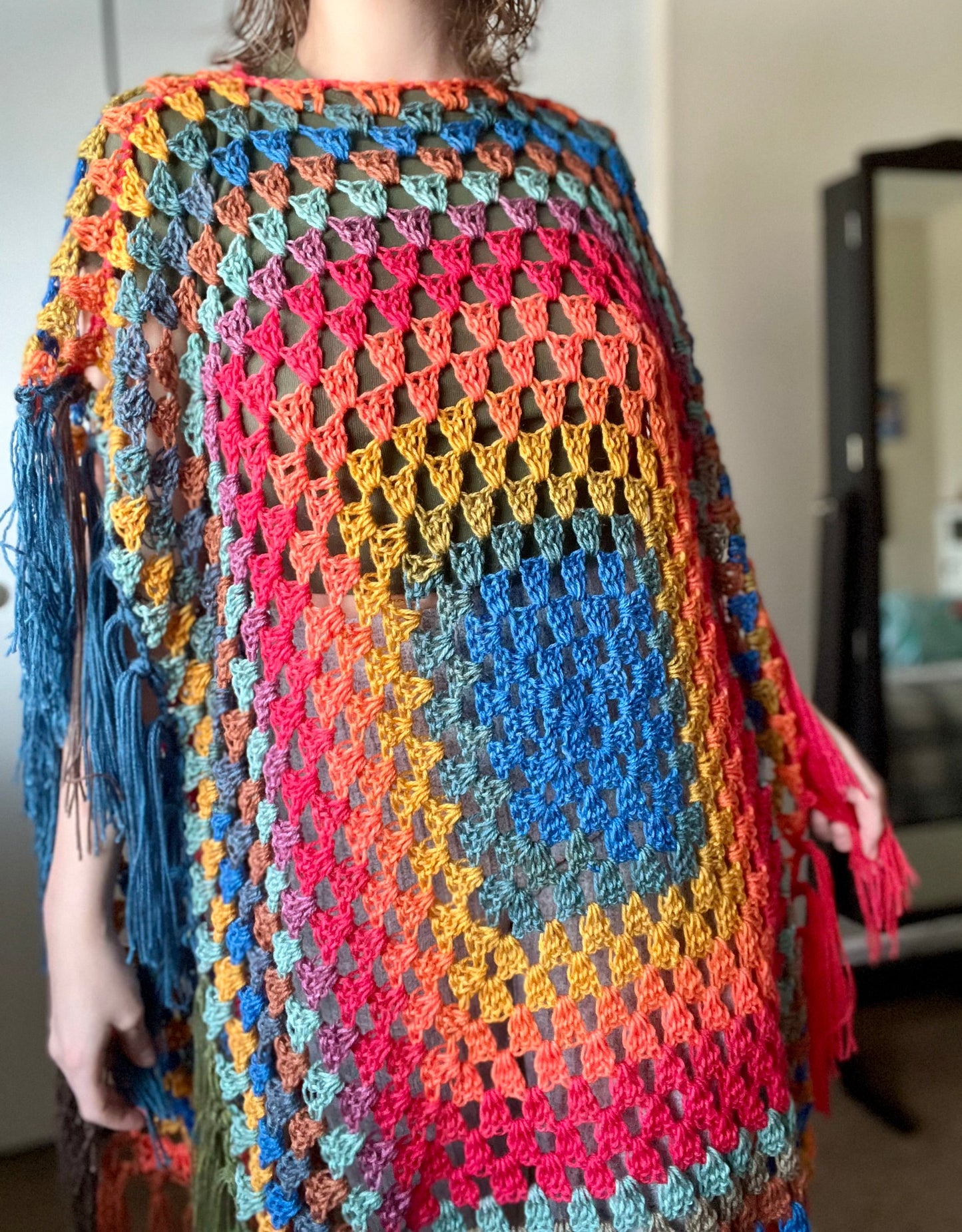 The Mikara Crochet Poncho Rainbow XS-L