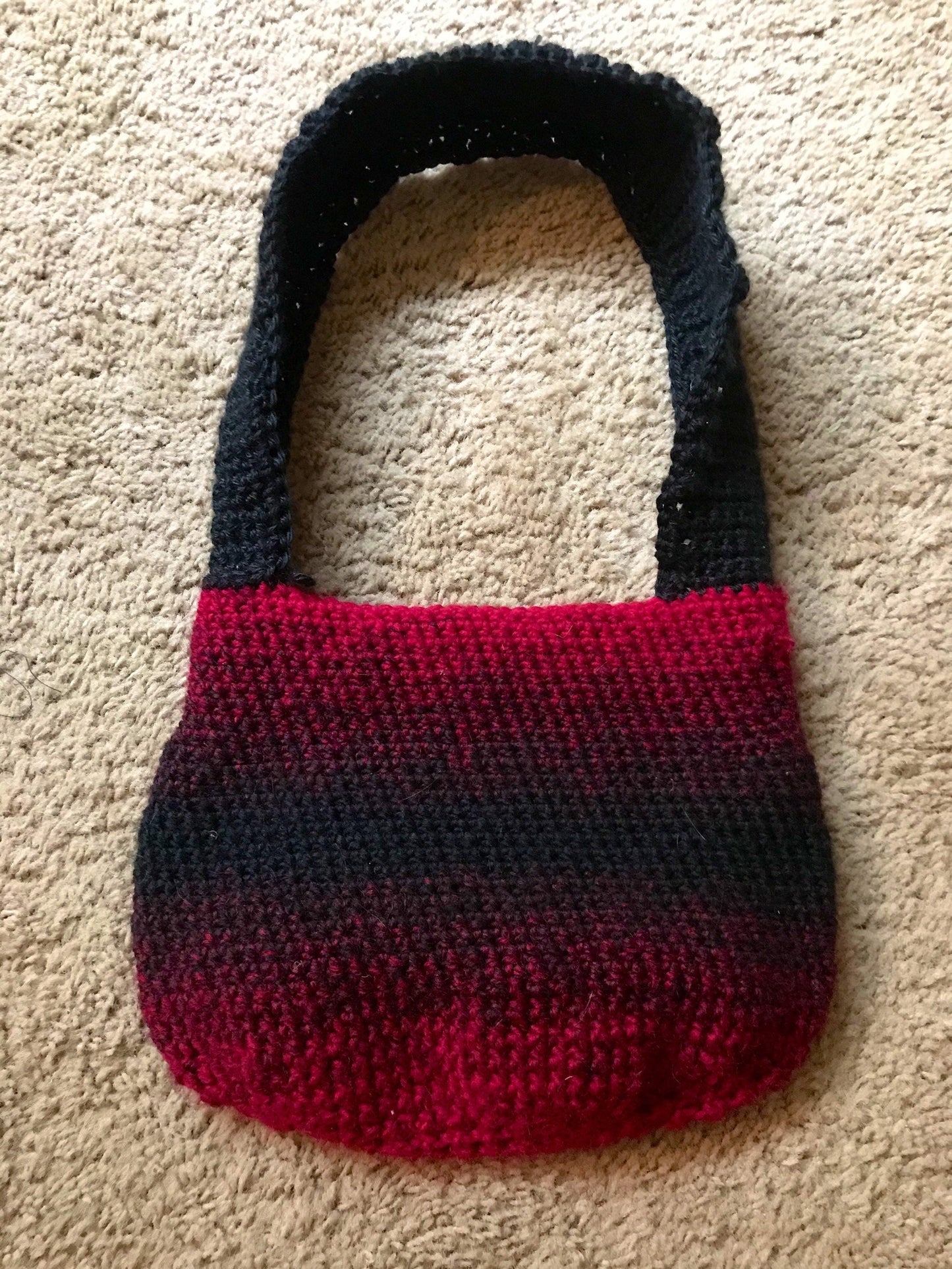 Red and Black Flower Power Crochet Purse