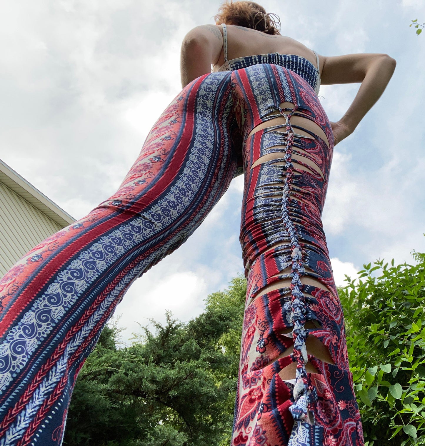 XS-S Front and Back Slit Weave Bellbottoms
