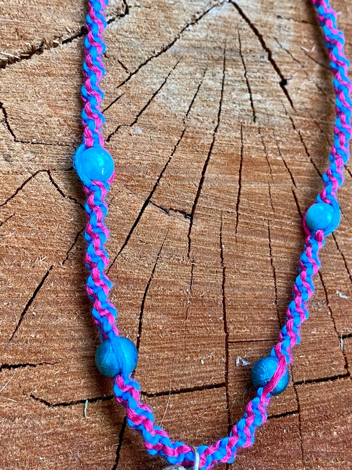 Real Walnut Pendant Beaded Hemp Necklace