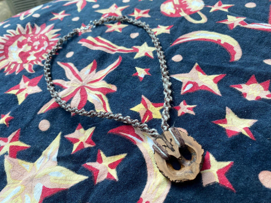 Long Spiral Hemp Necklace with Real Walnut Pendie
