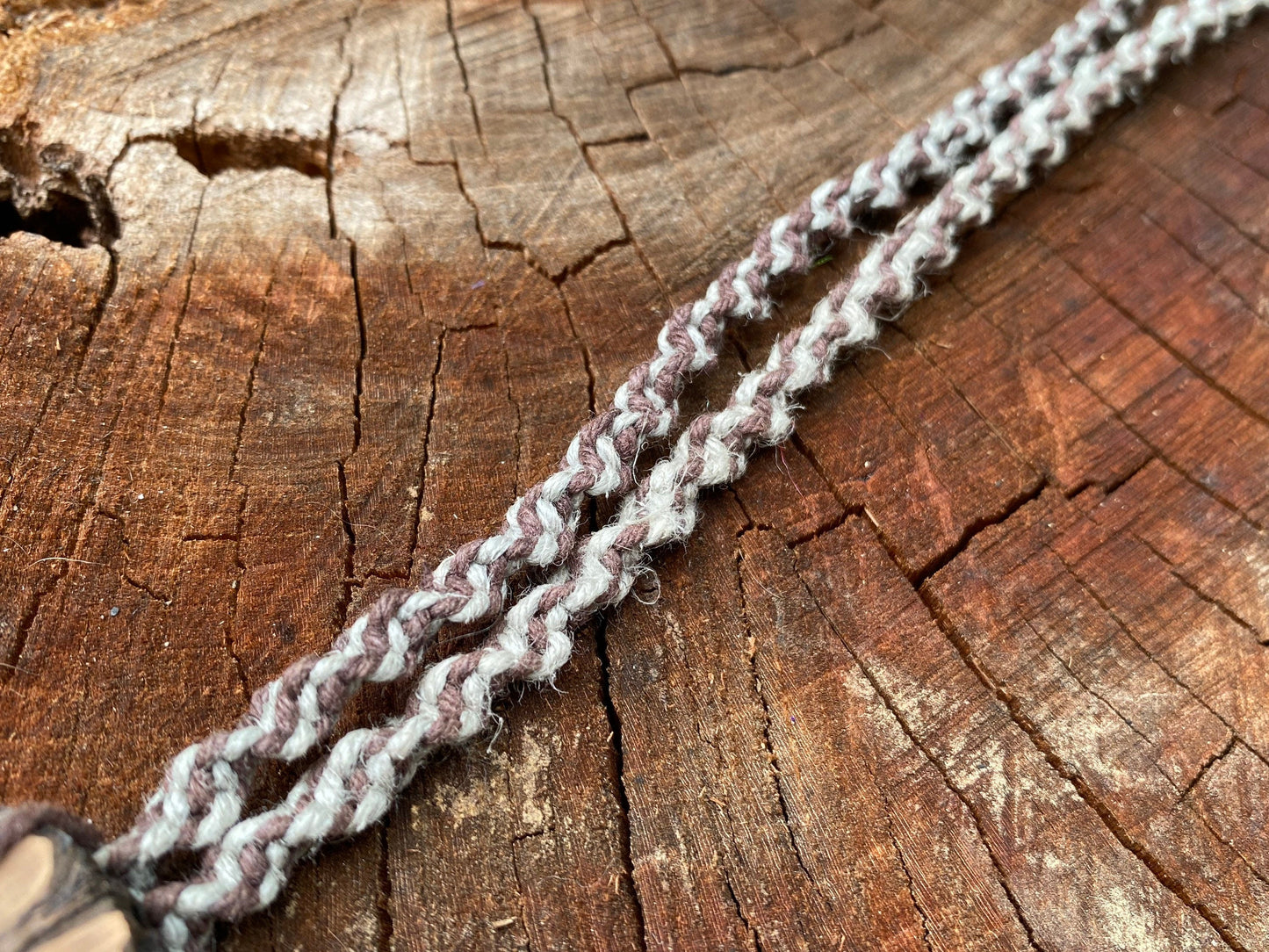 Long Spiral Hemp Necklace with Real Walnut Pendie