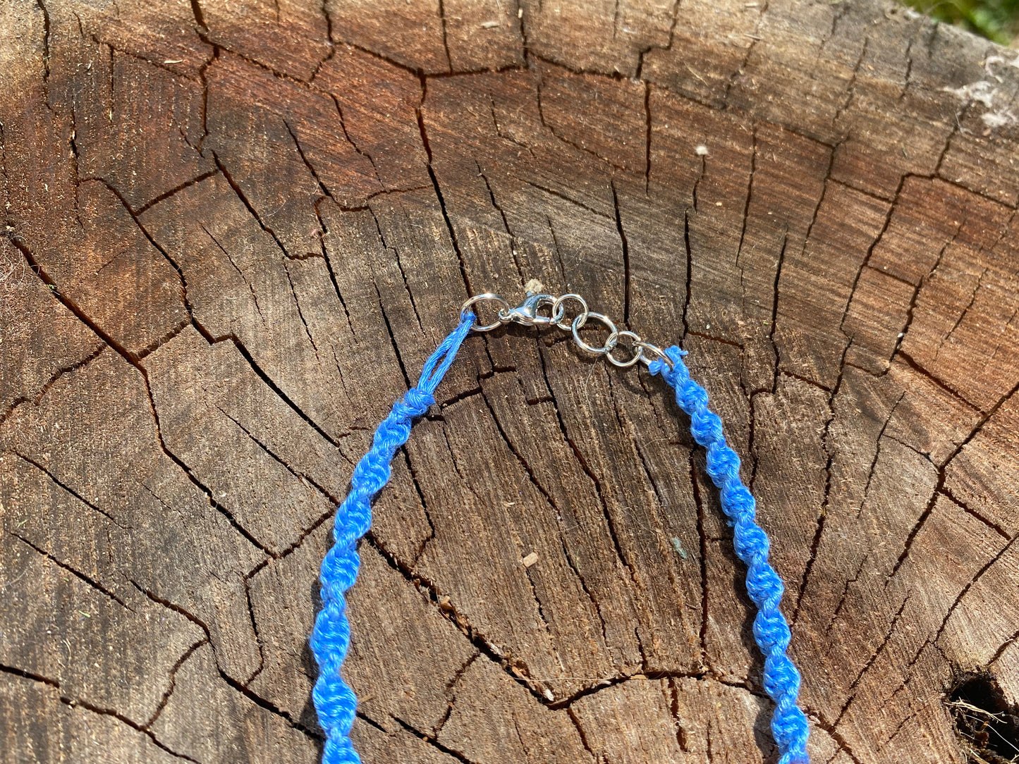Blue Hemp Necklace with Earth Lovers Pendant